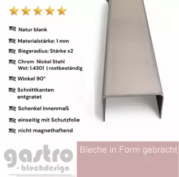 Edelstahl U Profil blank